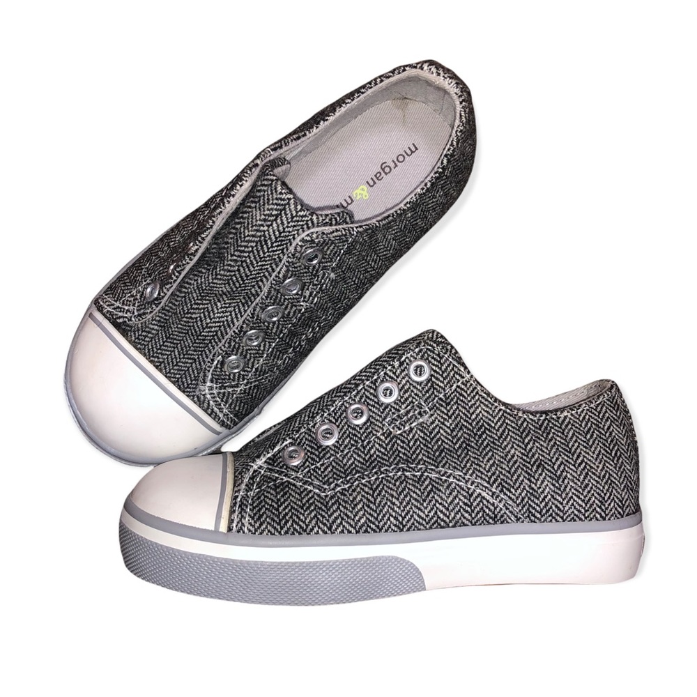 Morgan & Milo Boys Slip On Gray Canvas Shoes